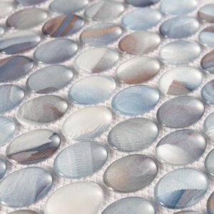 Glasmosaikfliesen – Grau / Blau / Mehrfarbig, Ovale, für Wände
