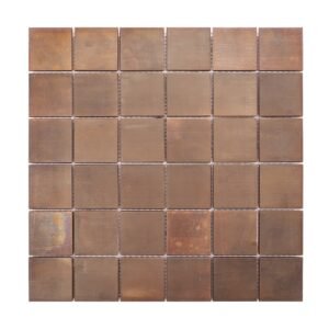 Uniform square copper mosaic tile pattern