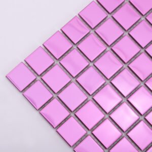 Mosaicos quadrados de aço inoxidável rosa brilhante