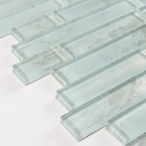Glasmosaikfliesen – Aquablau, Metroformat, Streifen