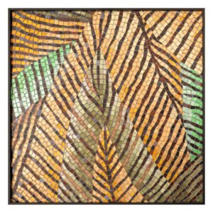 Kleines handgefertigtes Glasmosaikbild – Tropisches Blatt