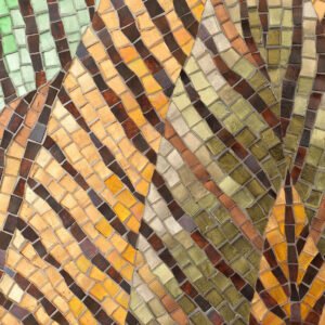Kleines handgefertigtes Glasmosaikbild – Tropisches Blatt