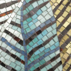 Kleines handgefertigtes Glasmosaikbild – Tropisches Blatt