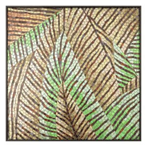 Kleines handgefertigtes Glasmosaikbild – Tropisches Blatt