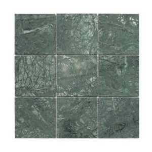 Full sheet of verde green large square marble tile with natural veining