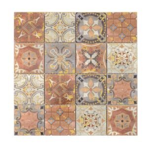 Full sheet of vintage aluminum mosaic tiles front view
