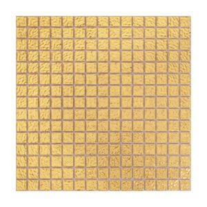 Full sheet of 24K gold ripple glass mosaic tiles with even spacing and wave texture