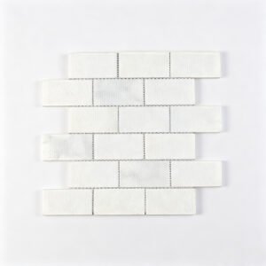 Piastrelle a mosaico in vetro e marmo – bianco / blu, formato metro