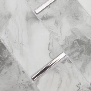 Mosaïque en verre – blanc / gris, format métro, brillant, pour douche