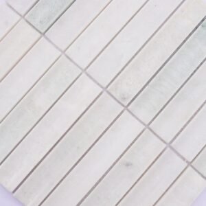 Mosaïque en marbre – blanc, linéaire, cannelé, poli, pour mur