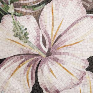 Glasmosaikbild – Rosa Hibiskusblüten