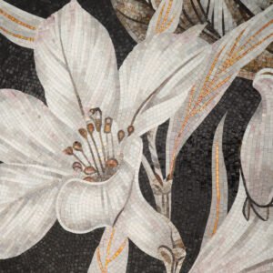 realizzato a mano Bianco giglio floreale Mosaico Muro piastrella artistico