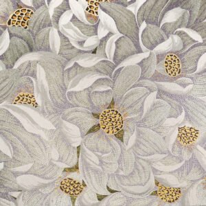 White lotus glass mosaic mural with gold centers and layered petals