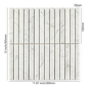 Piastrelle a mosaico in marmo – bianco, scanalato, per pareti