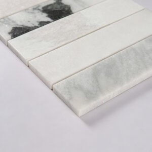 Mosaïque en marbre – blanc / noir, format allongé