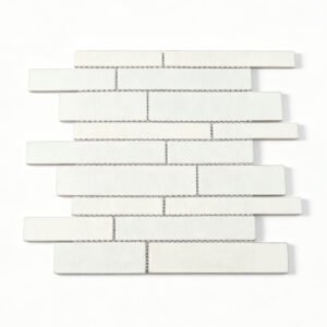Piastrelle a mosaico in vetro – grigio, lineare, formato allungato