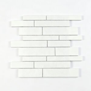 Mosaico de vidrio – blanco / gris, lineal