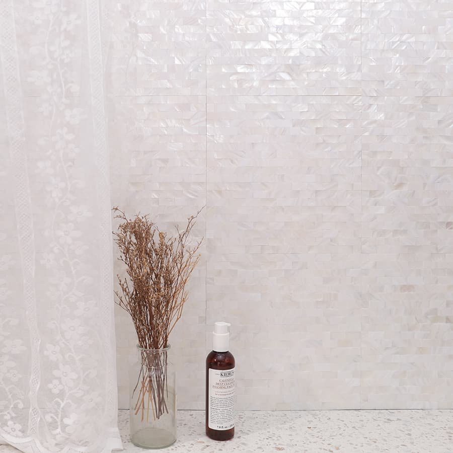 Mosaïque en nacre – blanc, format métro, poli