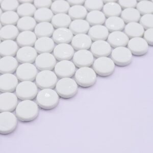 Mosaico de vidrio – blanco, círculos pequeños, redondo, para pared