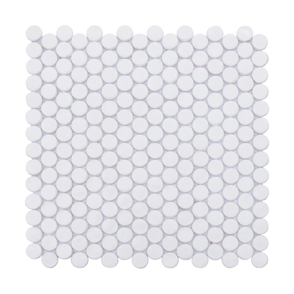 Mosaico de vidrio – blanco, círculos pequeños, redondo, para pared