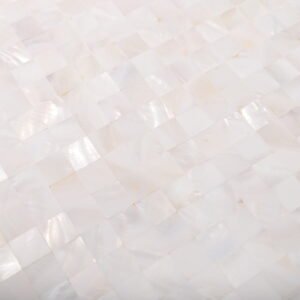 Mosaikfliesen aus Perlmutt – Weiß, Quadrate, für Fliesenspiegel