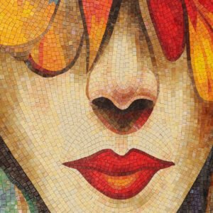 Panneau mural en mosaïque – motif papillon, fait main