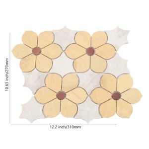 Piastrelle a mosaico in marmo – beige / giallo, floreale, per pareti