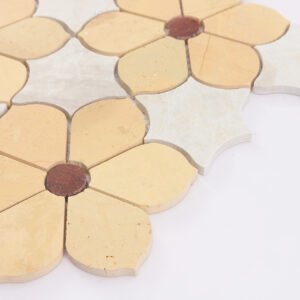 Piastrelle a mosaico in marmo – beige / giallo, floreale, per pareti